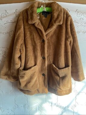 Cuddl Duds Tan Plush Teddy Coat 2xl nwot